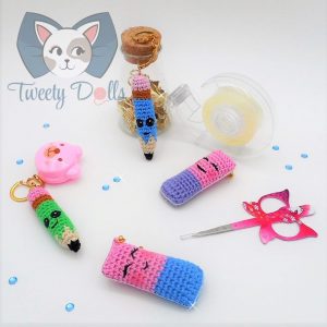 crayon et gomme porte clef