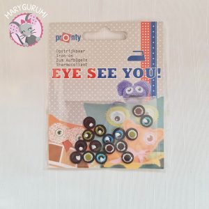 16 Yeux brodés thermocollants 10mm